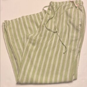Striped Green Linen Beach Pants
